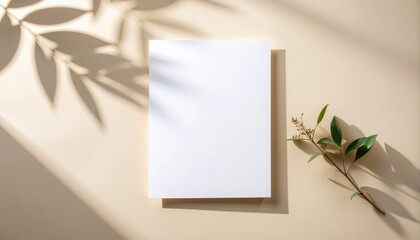 Blank Paper Mockup with Large Copy Space on Cream Background
