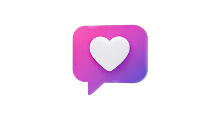 Fototapeta premium 3D Heart in Speech Bubble on White Background