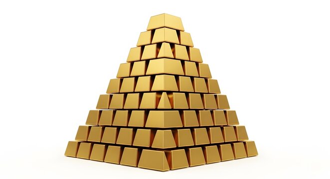 Wooden pyramid stack of blocks and chips representing construction and 3D concept