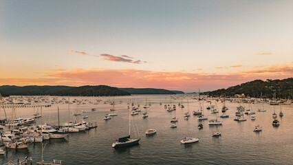 Aerial View of Bayview, Northern Beaches, NSW, Australia.
Aerial Coastal Landscape.