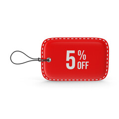 Red discount price tag with five percent off text