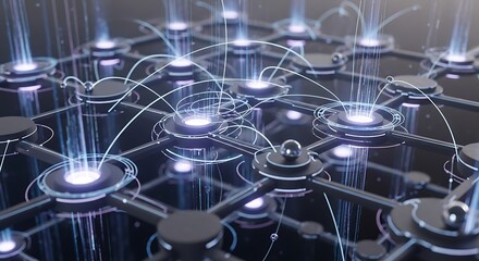 Abstract digital network futuristic connection and data transfer