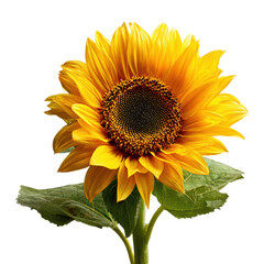 Obraz premium Bright Yellow Sunflower with Detailed Petals and Dark Center on Black yellow flower vibrant, Isolated, Png Transparent Background