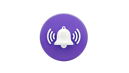 Obraz premium 3D Bell Icon Ringing on Purple Circle - Notification Concept