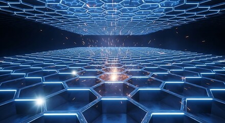 Abstract futuristic hexagonal grid network digital technology background