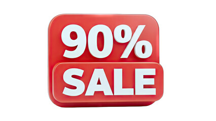 90% Sale Discount Sign on White Background