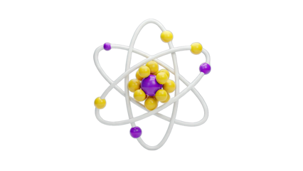 3D Rendered Atom Model on White Background
