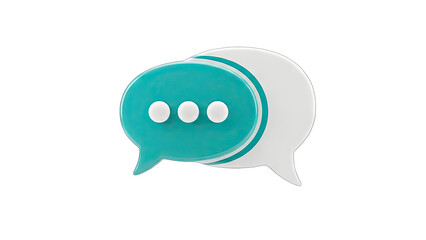 3D Speech Bubbles with Dots on White Background