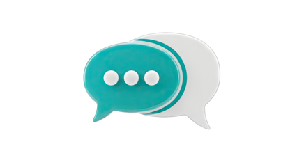 3D Speech Bubbles with Dots on White Background