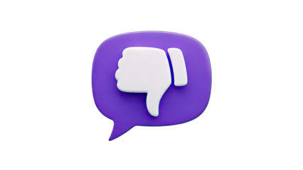 3D Thumbs Down Icon in Purple Speech Bubble