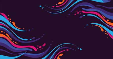 Abstract colorful vector background featuring glowing stars and magic blue waves with artistic swirls for a winter holiday card design decoration © Munaroh