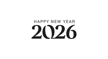Fototapeta premium A simple elegant graphic displaying happy new year and the year 2026 in bold font