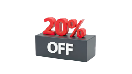20% Off Discount Sign on Black Block