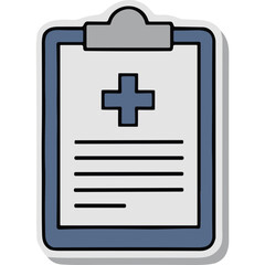 Obraz premium Medical Clipboard Icon with Cross and Lines
