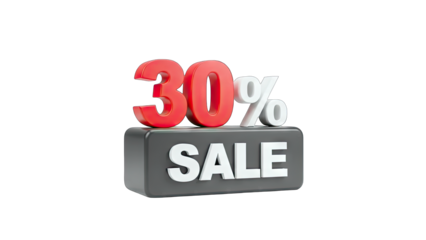 30% Sale Discount Sign on White Background