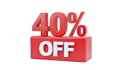 40% Off Discount Sign - Sale Promotion on White