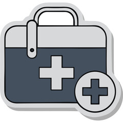 Obraz premium Medical First Aid Kit Icon with Plus Sign