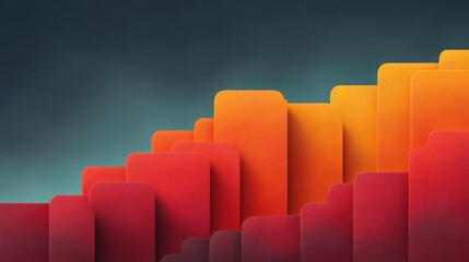 Abstract design with layers of orange and red shapes against a dark blue-green background, representing growth and modern aesthetics in digital art