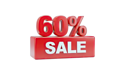 60% Sale Discount - Red 3D Render on White