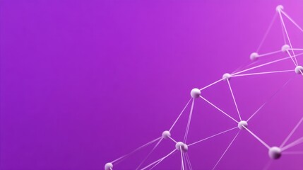 Abstract network design with connecting dots and lines on a vibrant purple gradient background for technology and innovation themed visuals