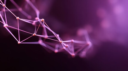 Abstract representation of connected nodes and geometric shapes in vibrant purple hues showcasing technology and innovation in a digital landscape