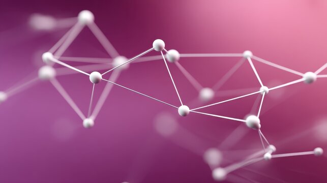 Abstract representation of interconnected nodes and lines forming a network structure over a soft gradient background in purple and pink hues. - Powered by Adobe