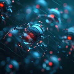 A concept art of AI-driven self-repairing nanobots, Rare Computing