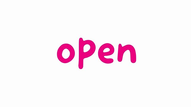 Bold blue word open centered on a white canvas, rounded lowercase letters, inviting and friendlyone