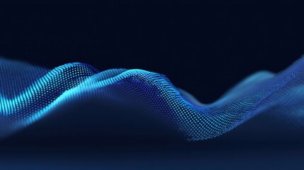 Abstract digital waves of glowing blue dots creating a fluid and dynamic background emphasizing motion and energy in a technology-inspired design.