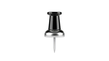 Black Push Pin Isolated on White Background