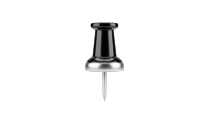 Black Push Pin Isolated on White Background