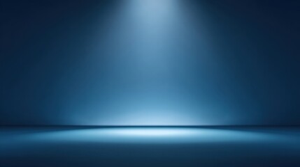 Obraz premium Dramatic Blue Lighting on Empty Stage with Subtle Glow for Use in Presentations, Performances, or Creative Backdrops in Various Media Applications