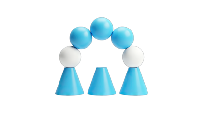 Abstract Geometric Shapes Forming an Arch on White