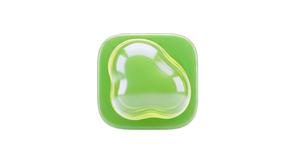 Abstract Green Shape with Bubbles on White Background