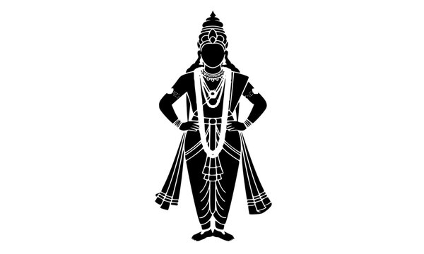 Spiritual silhouette of Hindu deity Lord Vitthal Panduranga, traditional Vithoba icon with hands on hips, divine Indian religious symbol for Ashadhi Ekadashi and Pandharpur pilgrimage