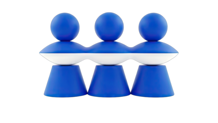 Abstract Teamwork Concept: Blue Figures on White Background
