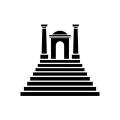 Ancient Greek Temple Entrance with Grand Staircase. © Diki