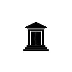Obraz premium Bank building icon with steps and columns.