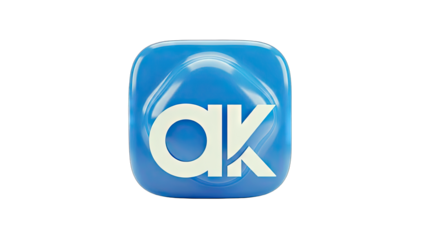 AK Logo on Blue Square - 3D Render