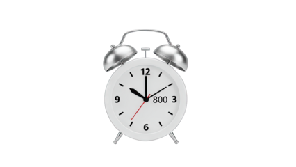Alarm Clock Showing Time on White Background