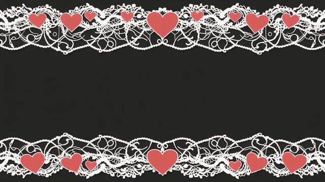 Romantic Heart Pattern Decorative Border for Valentines Day.