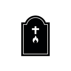 Fototapeta premium Grave with Cross and Flame Icon.