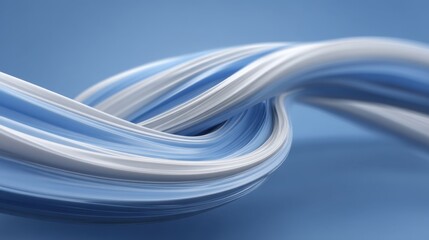 Abstract wavy lines in shades of blue and white flowing across a smooth surface, creating a serene and calming visual effect with a modern aesthetic.
