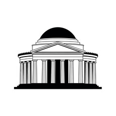 Neoclassical Building with Dome and Columns.