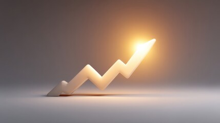 Abstract representation of upward trend with glowing effect symbolizing growth, success, improvement, investments, and financial progress in modern business environment
