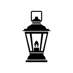 Vintage Lantern with Burning Candle.