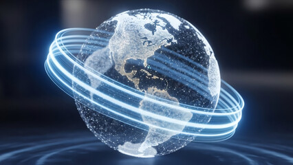 Glowing Earth with Ring Structure.