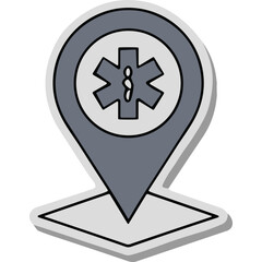 Obraz premium Medical Location Pin Icon - Star of Life & Map Marker