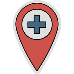 Obraz premium Medical Location Pin Icon - Healthcare Marker