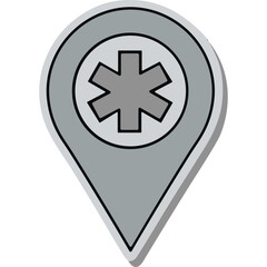 Obraz premium Medical Location Pin Icon: Star of Life Symbol